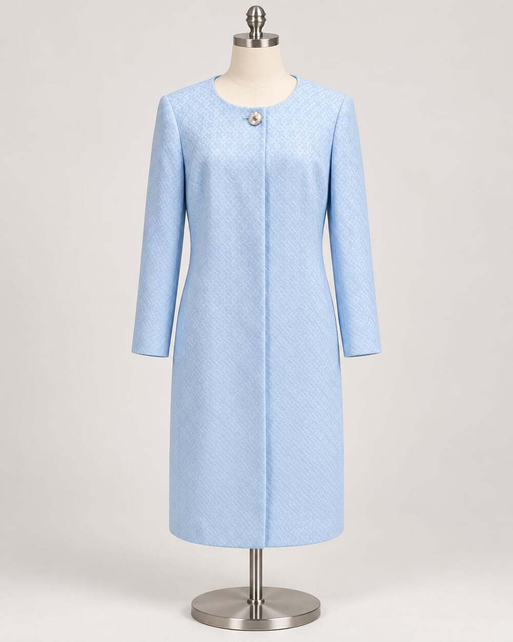 John Meyer Collection Light Blue Textured Open Front Duster Coat Jacket Size: 12